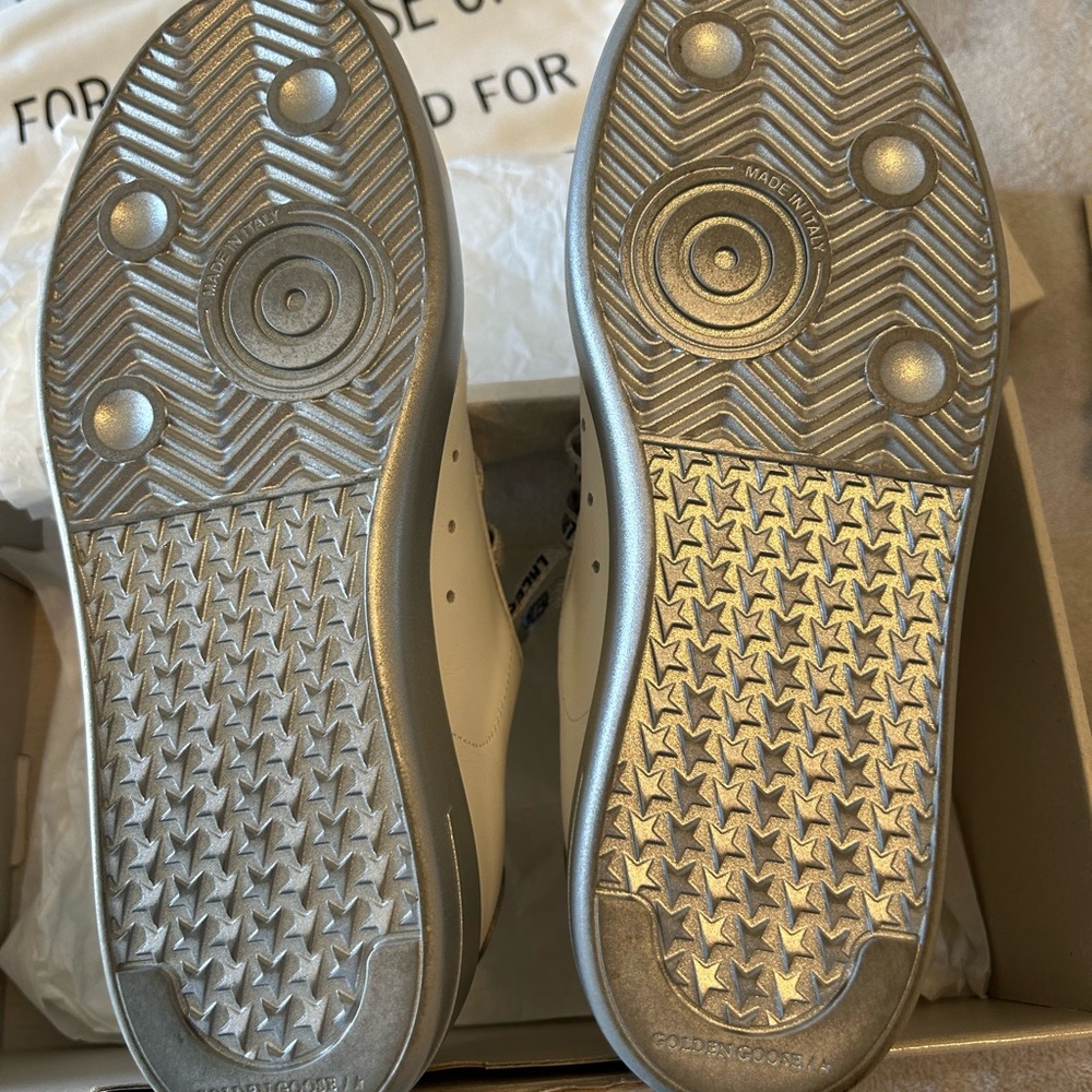 #Golden Goose white sneakers & silver worn once’s woman or men size 37, - Picture 13 of 16